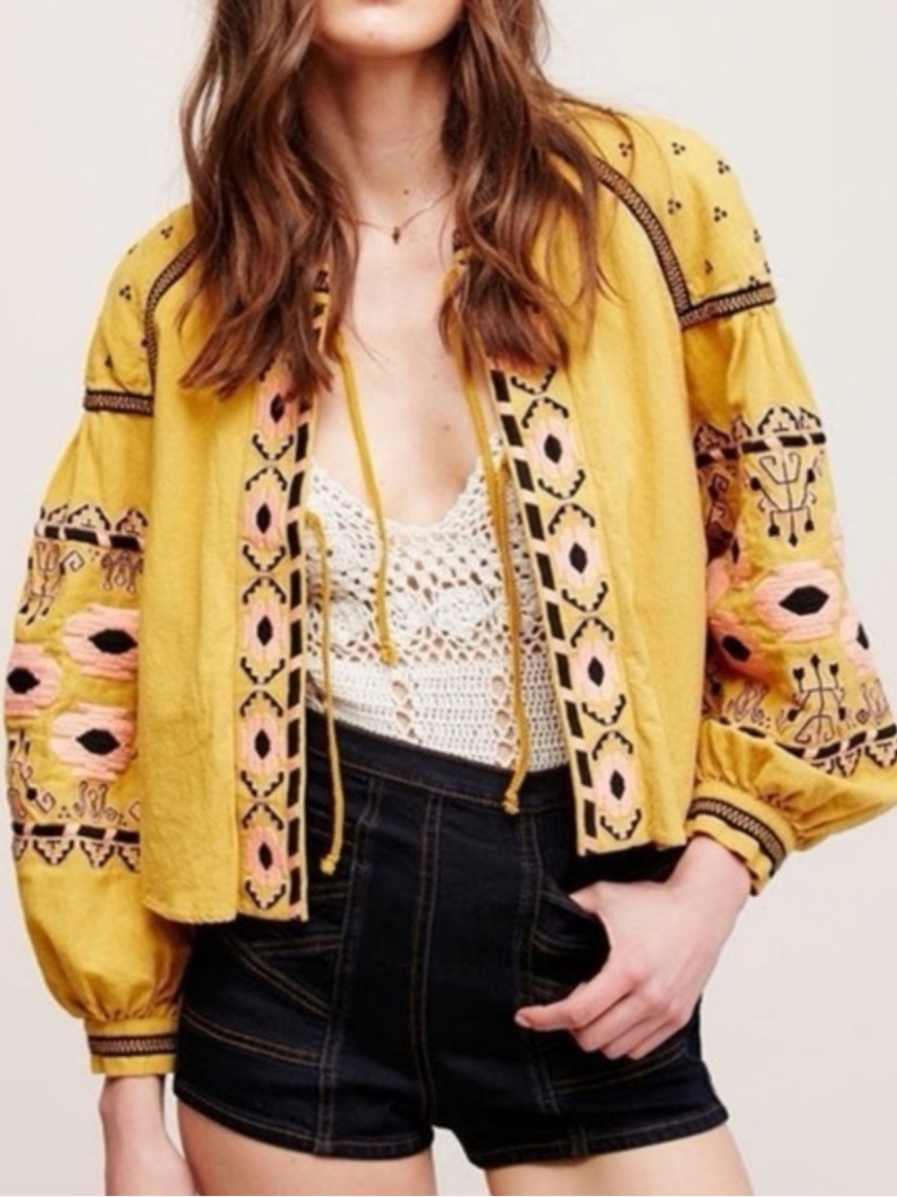 Anthropologie RD & Koko Embroidered Boho Tie Front Jacket M/L - Picture 2 of 11